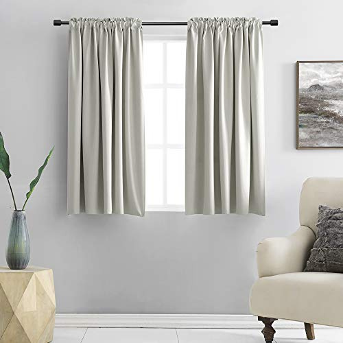 DONREN Curtains Blackout Curtains Thermal Insulated Rod Pocket Curtain Rails for Kids Room (2 Panels, 114cm) Light Grey