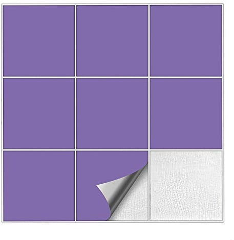 Kiwistar Fliesenaufkleber Lavendel Seidenmatt - 15,1 x 15,1 cm - 50 Stück - Klebefliesen Fliesenmuster Stickerfliesen Wandfliesen überkleben