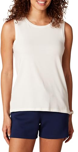 Amazon Essentials Women's Soft Pima Cotton Standard-Fit Full-Coverage Sleeveless Yoga Vest, White, S