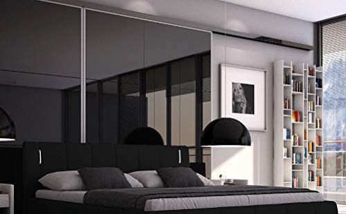 Sedex Bett Luna 180x200cm Doppelbett Polsterbett inkl. LED Kunstleder - schwarz