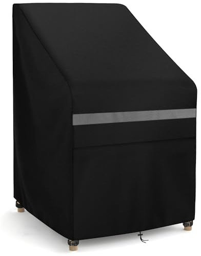 Dokon Housse Chaise Jardin Empilable Imperméable, Tissu Oxford 420D, Coupe-Vent, Anti-UV Housse de Protection pour Fauteuil Extérieur (65x85x85/120cm)