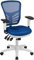 Flash Furniture Multifunktions-Bürostuhl, ergonomisch, mit verstellbaren Armen und weißem Rahmen, aus Netzstoff, Blau