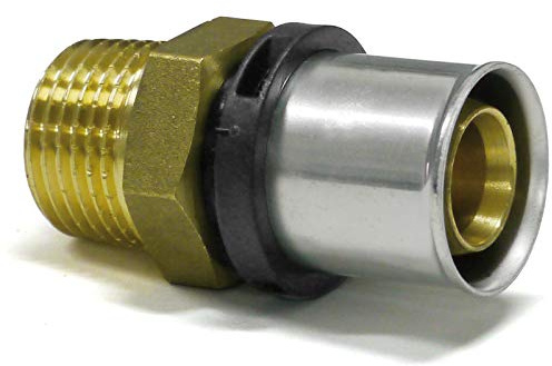 PROTECH 2 Stück Press-Übergang mit Außengewinde 16 x 2-3/4 TH Pressfitting Verbundrohr Messing DVGW Fitting | Pipetec