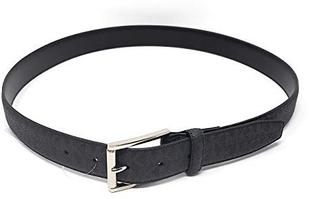 Michael Kors Mens Silver Buckle,Leather Dress Belt,Black,38