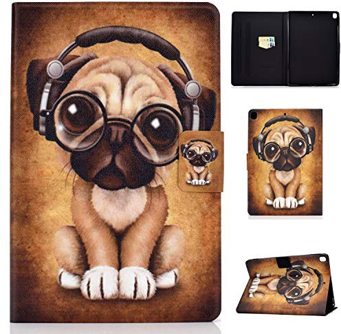 Succtop Hülle iPad 10.2 Zoll 7/8 Generation 2019/2020, PU Leder Folio Schutzhülle Auto Schlafen/Wachen Smart Case Cover, Pencil Halter iPad Air 3 2019 iPad Pro 10.5 Zoll 2017 Hülle Hund