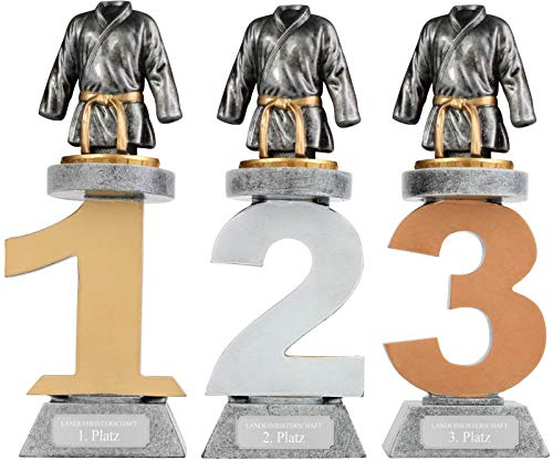 Pokal 1., 2. und 3. Platz Kampfsport Judo Karate Serie VILLON Trophäe mit Gravur