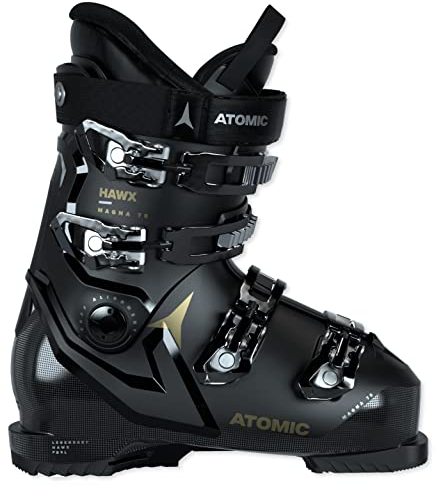 ATOMIC HAWX Magna 75W Skischuhe - Größe 26/26.5 - Alpin-Skischuh für Damen in Schwarz/Gold - 102mm breite Passform - Stabile Prolite Konstruktion - Memory Fit für präzisen Sitz