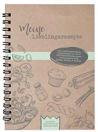 bigdaygraphix Rezeptbuch zum Selberschreiben - Ringbuch - Lieblingsrezepte - A5 DIY Kochbuch Backbuch Kraftpapier Design 50 Rezepte