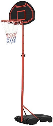 HOMCOM Panier de Basket extérieur avec Poteau Panneau, Base de lestage sur roulettes Hauteur réglable 155-210 cm (Panier) - Rouge Noir