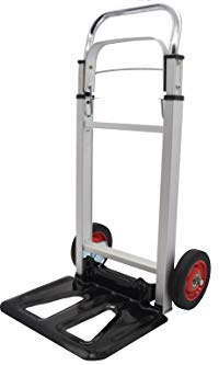 Klappbare Sackkarre oder Ladekarre aus Aluminium mit ausziehbarem Griff bis zu 109 cm für Lasten bis zu 90 kg.