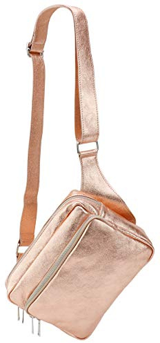 SH Leder echt Leder Hüfttasche Damen Herren Unisex Bodybag Gürteltasche für Reise Festival Bauchtasche große Crossbody Bag Frauen Ledertasche 24x19cm Alena G548