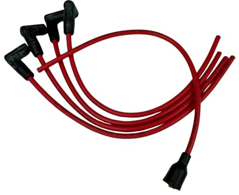ACC Parts HT Ignition Lead Set Compatible with MGA MGB MG Midget Morris Minor Triumph TR2 TR3 TR4 – 7mm High Suppression Red Silicone Cable – Classic Car Spark Plug Wire Set – GHT102