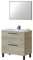 Meuble de salle de bain avec 2 tiroirs et miroir, Unité de lavabo, Modèle Athena, Finition en Chêne Alaska, Mesures : 80 cm (L) x 80 cm (H) x 45 cm (P)
