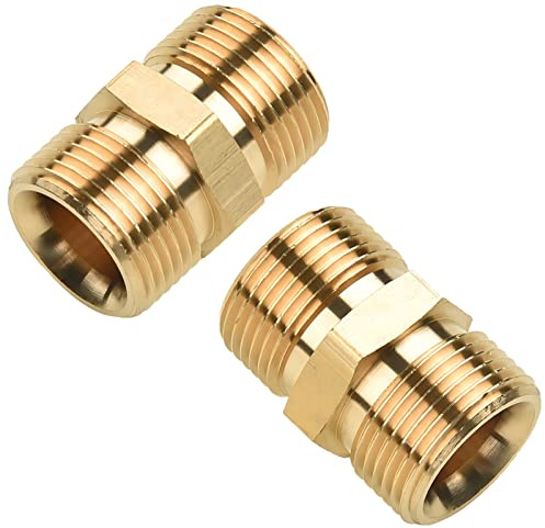 M22 15mm Garden Hose Fittings And Pressure Washer Quick Connect Adapters - Male To Female Bib Hose Thread Adapters, 2 Pieces