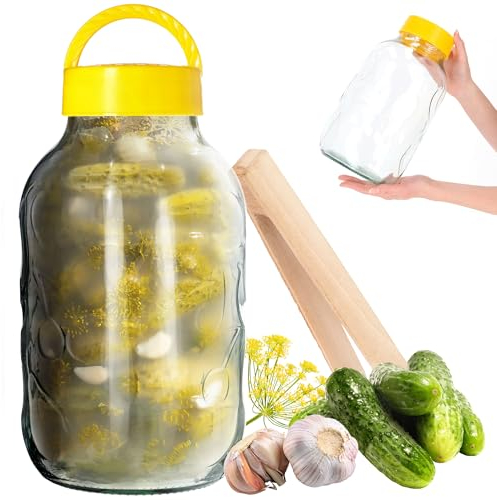 KADAX Bocal en verre, avec pinces, couvercle en plastique, en forme de ballon, pot de conservation pour concombres, imperméable à l'air, 5 l