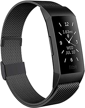Moydolo Kompatibel mit Fitbit Charge 3 Armband/Charge 4 Armband, Damen Herren Metall Magnetschloss Einstellbare Edelstahl Ersatzarmband Armbänder mit Charge3/Charge 4/Charge 3 SE
