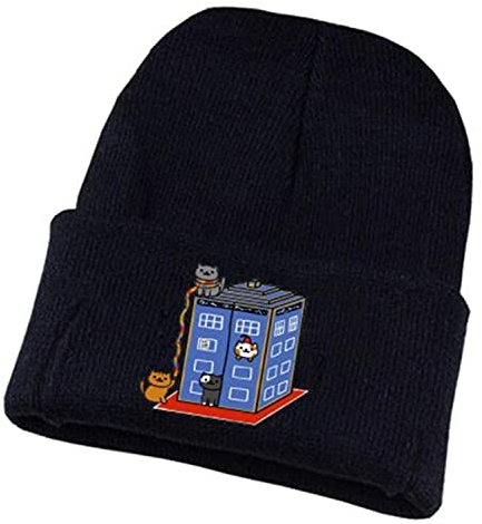 WANHONGYUE Neko Atsume Anime Beanie Strickmütze für Damen und Herren Unisex Weiche Cuffed Plain Hat Warme Winter Mütze Skullcap Schwarz/19