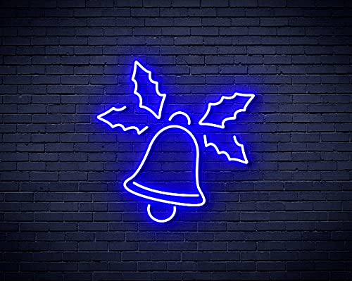 Weihnachtsglocke mit Blättern Flex Silikon LED Neonschild - Blau - st16s33-fnu0197-b