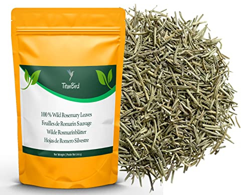 TitanBird 205g Feuilles de Romarin Sauvage Entières Séchées - Très Aromatique Comparés au Romarin Cultivé, Séchés au Soleil | 100% Naturel, Qualité Supérieure