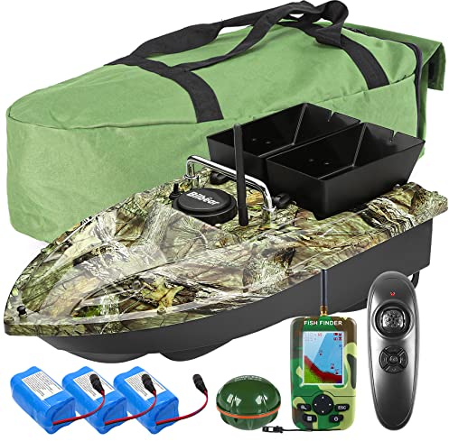 Karpfenangeln Futterboot mit Echolot Köderboot Doppeltrichter Fischfinder Boot Angelköderboot mit Ersatzbatterie&Handtasche (Köderboot Set 3)