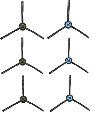 Detetap Ersatz-Seitenbürsten für Ilife V8 V80 V8S X800 X785 X750 A9S A7 Roboter-Staubsaugerzubehör, 3 Paar, links und rechts, blau und gelb, 6 Stück