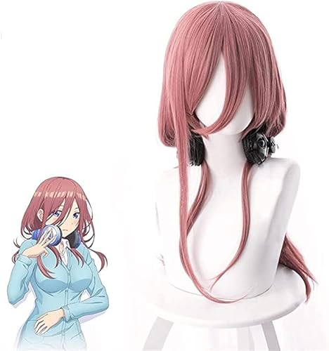 Perücke Cosplay Anime Die Quintessential Quintuplets Nakano Miku Kostüm Rosa Lange Synthetische Haar Miku Nakano Perücken Perücke