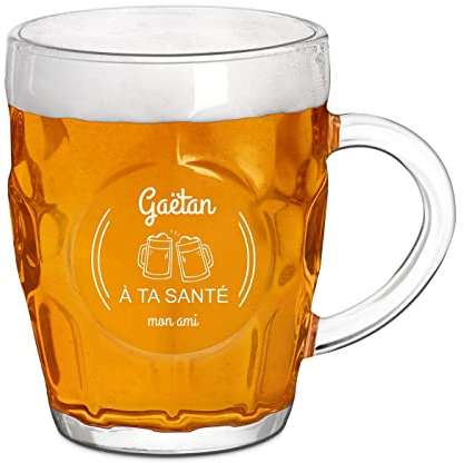 Maverton Chope à Bière Personnalisable – Verre à alcool avec gravure Idee Cadeau Homme - 500ml - Verre a Biere pour dégustation - Cadeau Personnalisé Anniversaire - pour ami - copain - santé