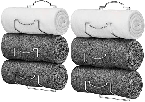 Towel Rack Wall Mounted, Set of 2 Towel Storage for Bathroom, Metal Bath Towels Holder, Hanging Washcloth Hand Towel Storage Organizer (Chrome)