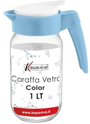MAURY'S CARAFFA IN VETRO TRASPARENTE CON TAPPO COLORATO E CAPIENZA DA 1 LT CIASCUNA COLORAZIONE ASSORTITA