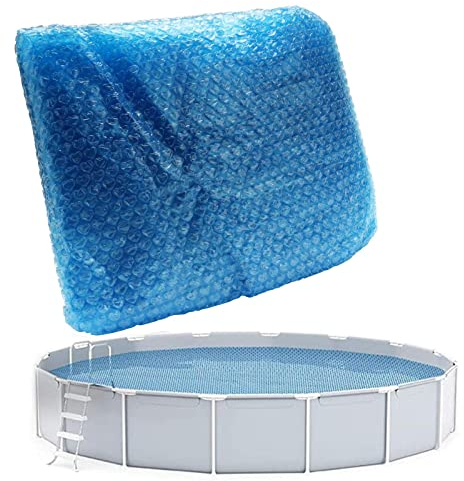 Fauitay Swimming Pool Cover Protective Cover Bubble Wrap Pool Cover Blue Solar Pool Covers Pool Towels Solar Cover for Home (Round 305cm)