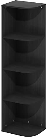Furinno Pasir 4-stufiges Eck-Bücherregal mit offenem Regal, Schwarzes Holz