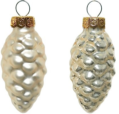 Magie di Natale Palline in vetro per albero di natale, confezione da 12 pezzi (Forma a Pigna, Champagne)