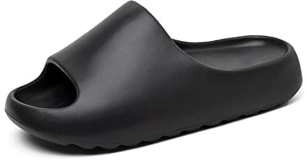 Rumkok Slides Donna Uomo, Estive Mare In Gomma Antiscivolo Slippers, Suola Spessa Piscina Scarpe Ciabatte, Nero, 36 EU