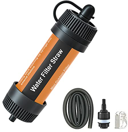 doorslay Filtro de agua, pajita para exteriores, purificador de agua portátil, equipo de supervivencia para camping, senderismo, viajes de mochilero, preparación de emergencia