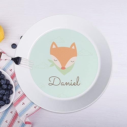 Wanapix | Plato Infantil Personalizado para Niños | Plato con Nombre de Plástico Irrompible | Sin BPA | Apto para Lavavajillas | 19ø cm | Zorrito zanahoria