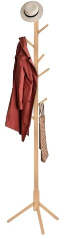 SG Traders Portemanteau en bois, 3 arbres réglables en hauteur avec 8 crochets, porte-manteau pour couloir, entrée, porte-manteau pour vêtements, hall, arbre, vestes, support de suspension (bois