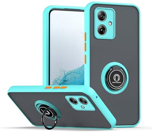 HONLEN Funda para Motorola Moto G14 (6.5 Inches), Carcasa para Teléfono Móvil de Silicona Mate Transparente con Soporte de Anillo - Cielo Azul