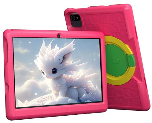 Yicty Kids Tablet 10.1 Inch Android 13 Quad-Core 1280x800 IPS Touch Screen 6GB RAM 64GB ROM 5000 mAh Parental Control Tablet PC with Shockproof Case (Pink)