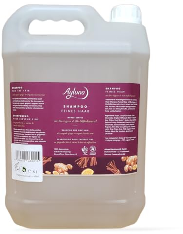 Ayluna Naturkosmetik Shampoo Feines Haar Wurzelstärke mit Bio-Ingwer & Bio-Süßholzwurzel im 5l Kanister