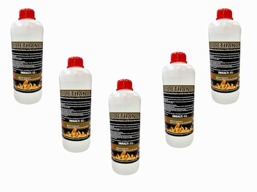 Bioethanol [ 5 x 1 Liter ] 96.6% Premum Ethanol Kaminethanol Brennstoff Bioethanolkamin Tischkamin Wandkamin Kamin