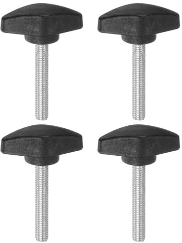 QUARKZMAN 4Pcs Boutons à Ailettes En T, Vis à Pouce M6 X 40mm, Filetage Mâle Standard, Poignées En Plastique, Boutons de Serrage à Main, Vis à Pouce, Noir.
