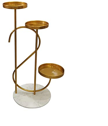 UsmAsk Support de Fleurs d'intérieur en Fer forgé doré Multicouche, Support de Fleurs, Salon, Balcon, Art décoratif, Support de Pot de Fleurs sur Pied pour Balcon, pelouse, Patio