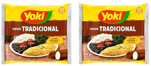 Yoki Farofa Mandioca Brasil | Harina de mandioca preparada con especias | Cassava 400 g x 2