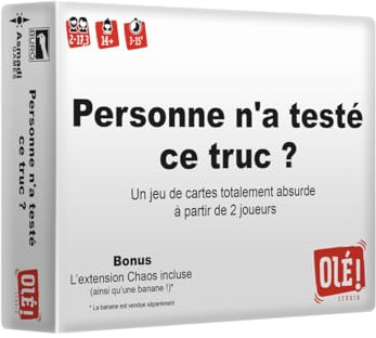 Olé! Studio Personne N?A TESTÉ CE Truc ? Le 1er Jeu de Cartes édité sans Avoir été testé ! Un Jeu d?Ambiance absurde et injuste pour des soirées mémorables Entre Amis et en Famille ! - Jeu de société