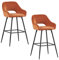 JYMTOM 2er Set Samt Barhocker Grauer Hocker mit Armlehne Metallbeine Modern Design hohe Hocker für Esszimmer Bar Cafè und Counter (Samt, Orange)