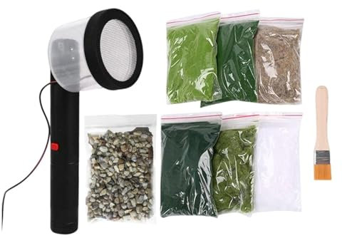 9 Pezzi Mini Floccaggio di Erba Statica, Applicatore Sei Colori per Floccatrice Applicatore ABS Modello di Architettura Micro Paesaggio