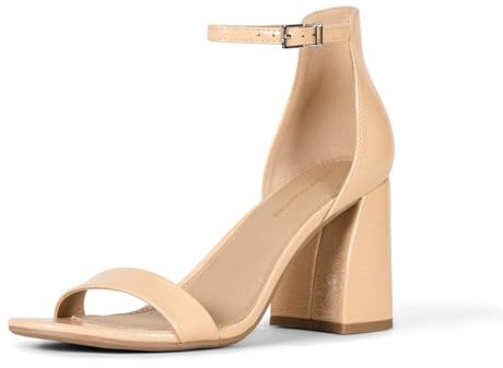 Amazon Essentials Scarpe con Tacco Alto NOLA Donna, Beige Pelle Verniciata, 41 EU