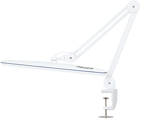 Neatfi XL 2,200 Lumen LED-Arbeitsplatzleuchte, Europäischem Stecker, 24 W, 117 Stk. SMD-LED, 58 CM, ultrabreite Lampe, dimmbar (CCT mit Klemme, Weiß)