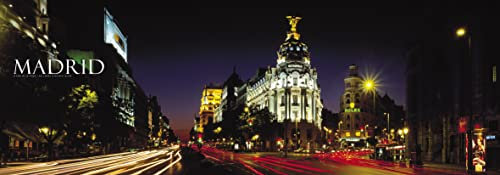UN TOQUE DE ELEGANCIA. Póster panorámico de la ciudad de MADRID (España - Spain): “Edificio Metrópolis y Calle de Alcalá” (100cmx35cm).