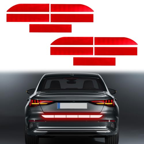 deemars 2PCS Reflektierende Streifen-Aufkleber, Wasserfeste selbstklebende reflektierende Aufkleber, Auto Exterieur Zubehör Kofferraum Reflektierende Aufkleber Universal für die meisten Autos (Rot)